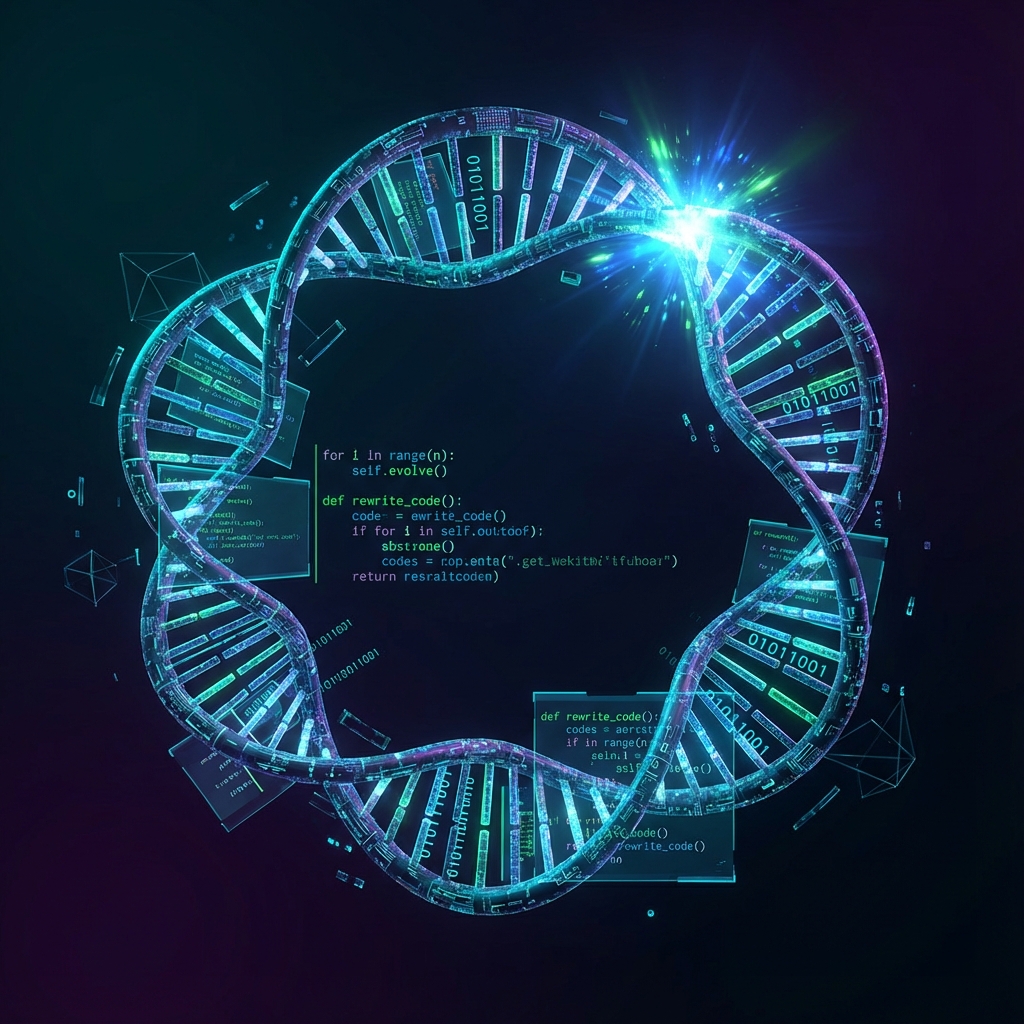 Visual metaphor for code that rewrites itself